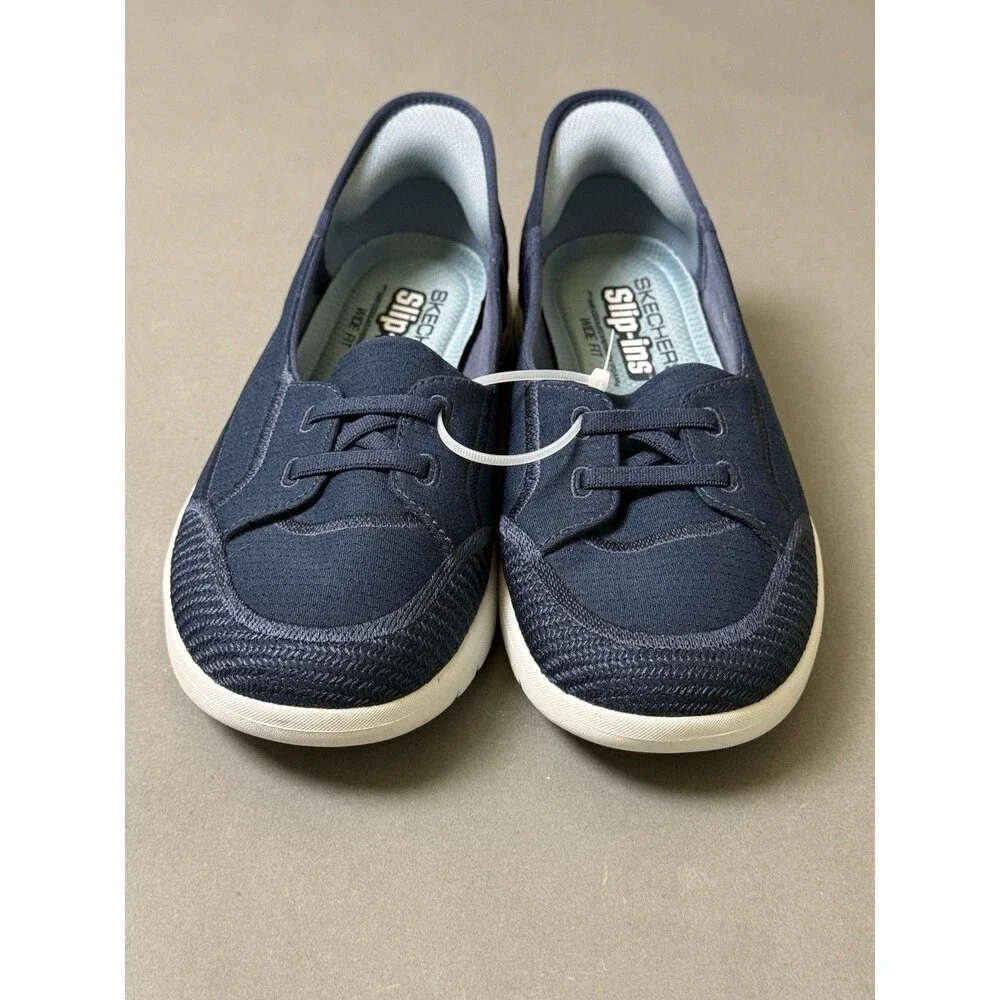 Skechers Slip-Ins Navy  Walk Shoes Womens 10 Memory Foam Comfort Casual Wide Fit
